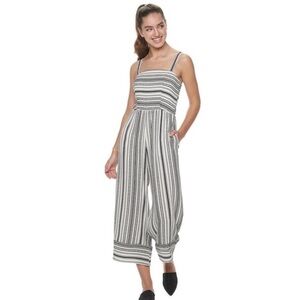 Japna White Leg Sleeveless Jumpsuit Black and White Size XS